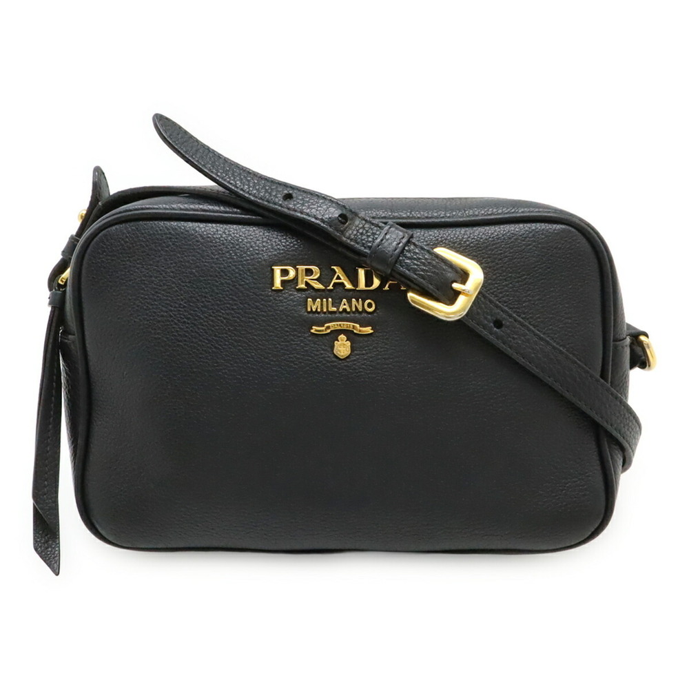 PRADA VITELLO PHENIX Shoulder Bag/Pochette, Leather, NERO Black, Purchased at...